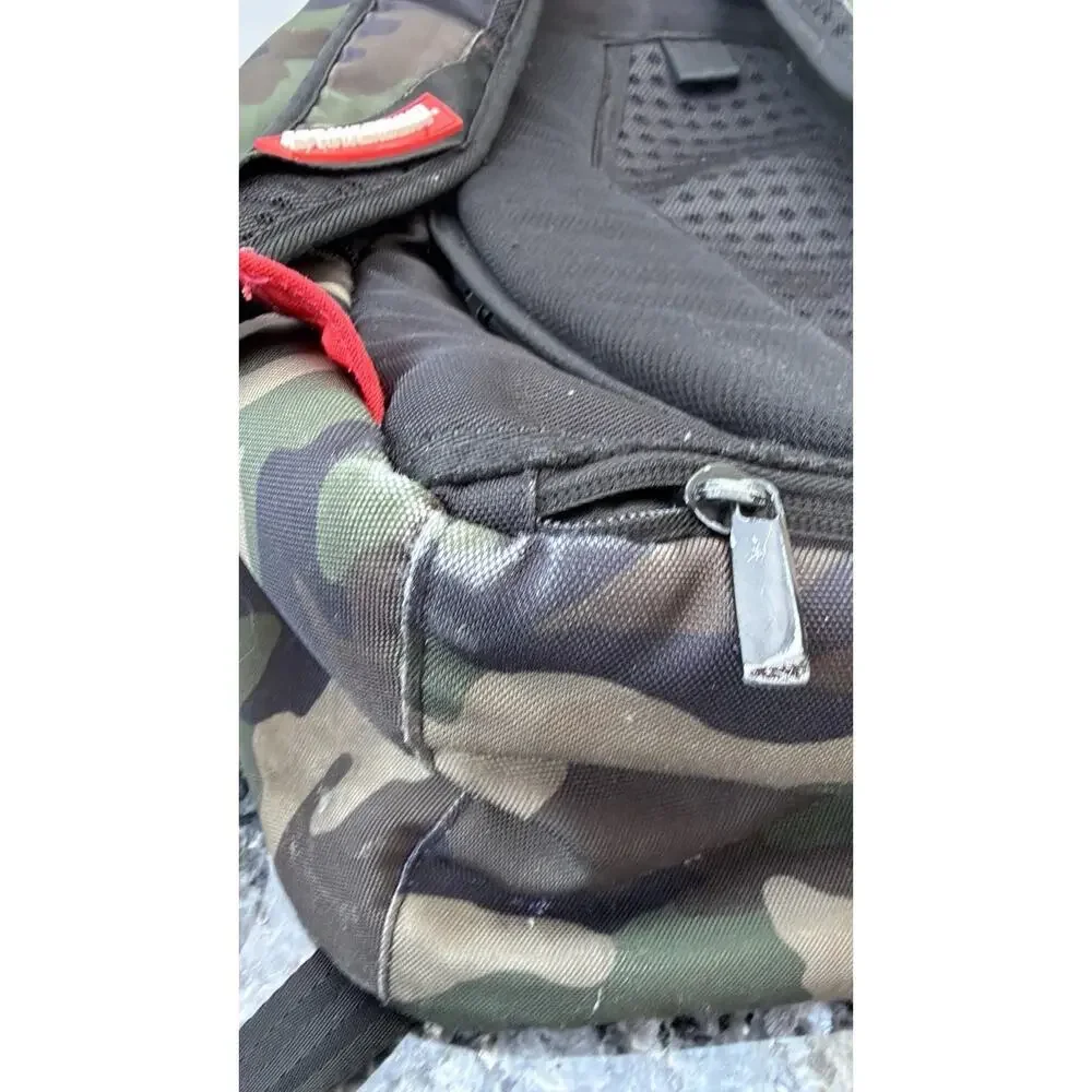 Sprayground Camouflage Backpack with Peace Sign Patch